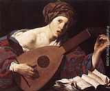 Woman Playing the Lute by Hendrick Terbrugghen